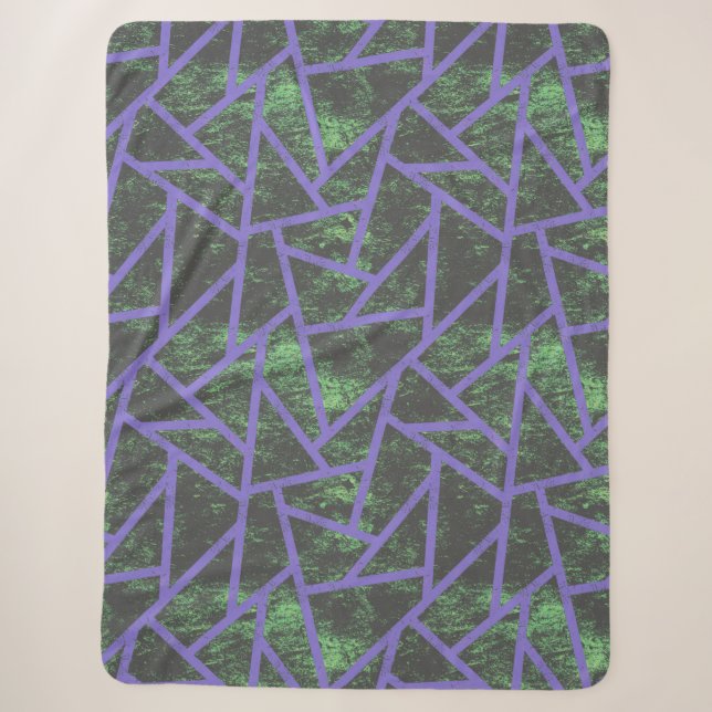 Couverture Sherpa Motif en mosaïque violet et verte (Devant)