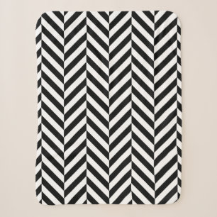 Couverture Sherpa Motif en sonnerie géométrique noir et blanc