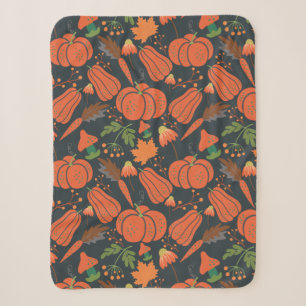 Couverture Sherpa Motif et carottes citrouille rouge sans soudure