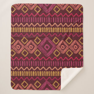 Couverture Sherpa Motif ethnique tiré à la main : abstrait sans soud