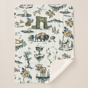 Couverture Sherpa Motif faunique du parc national Yellowstone