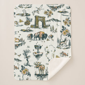 Couverture Sherpa Motif faunique du parc national Yellowstone