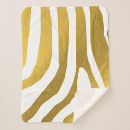 Couverture Sherpa Motif Faux Gold Zebra Print Stripes