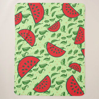 Couverture Sherpa Motif feuille et pastèques