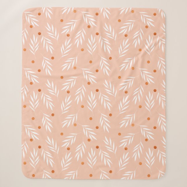 Couverture Sherpa Motif Feuille moderne Apricot rose (Devant)