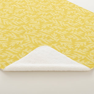 Couverture Sherpa Motif Feuille moderne de moutarde jaune