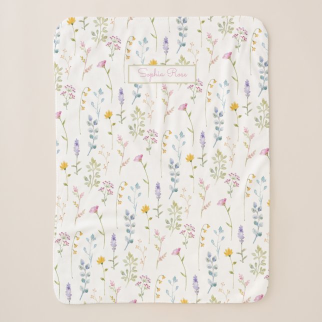 Couverture Sherpa Motif Fleur sauvage mignon (Devant)