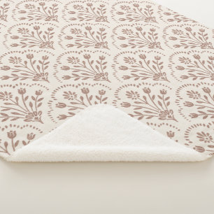 Couverture Sherpa Motif fleur scallop brun chaud texturé