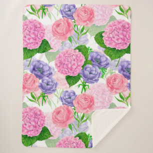 Couverture Sherpa Motif floral aquarelle