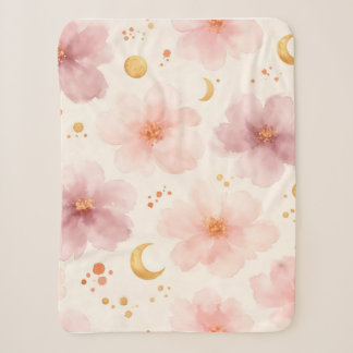 Couverture Sherpa Motif floral aquarelle rose élégant