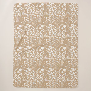 Couverture Sherpa Motif floral bleu.ST02. blanc L Orange BG
