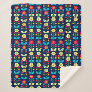 Couverture Sherpa Motif floral coloré