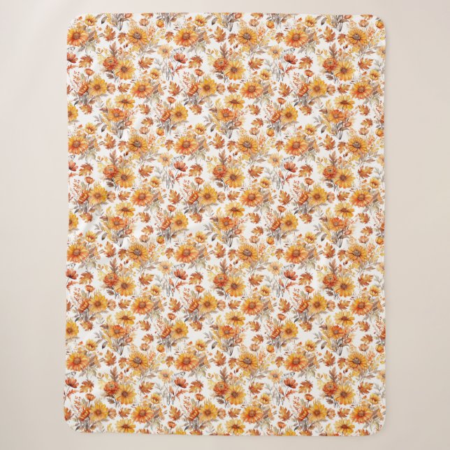Couverture Sherpa Motif floral d'automne B01 (Devant)