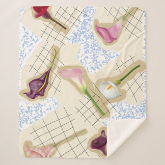 Couverture Sherpa Motif floral de lis