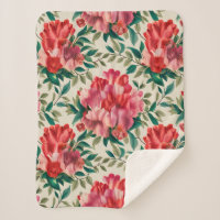 Motif floral élégant avec des fleurs rouges et ros