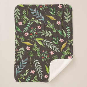 Couverture Sherpa Motif floral incomparable. Aquarelle dessinée à la
