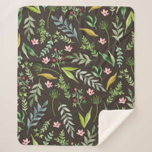 Couverture Sherpa Motif floral incomparable. Aquarelle dessinée à la