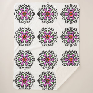 Couverture Sherpa Motif Floral Mandala