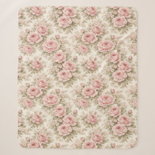 Couverture Sherpa Motif floral transparent de rose élégante vintage