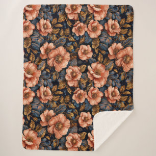 Couverture Sherpa Motif floral vif