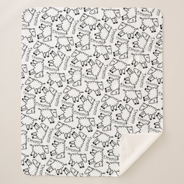 Couverture Sherpa Motif fou de griffonnage de rêve de moutons (Devant)