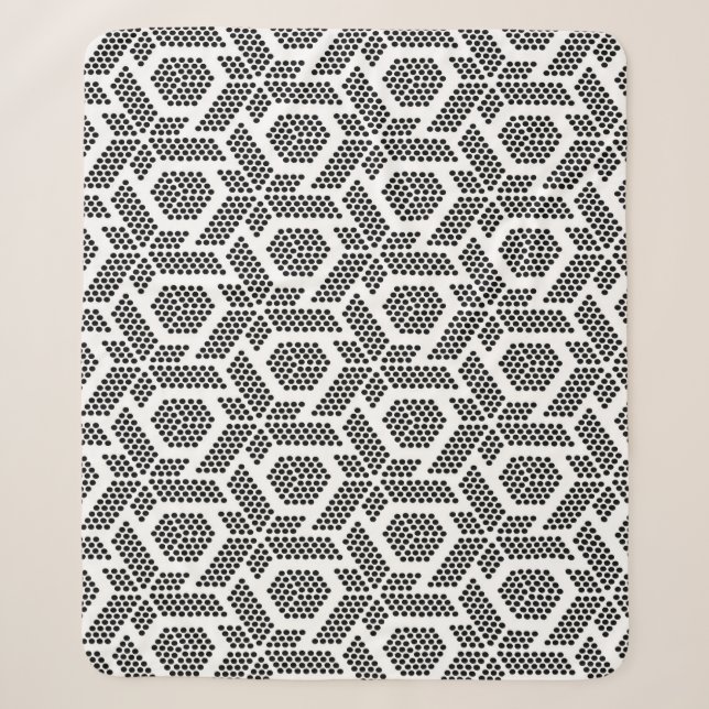 Couverture Sherpa Motif géométrique à points blancs en noir (Devant)