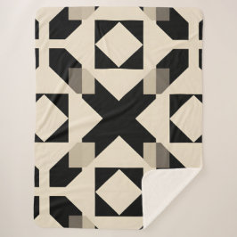 Couverture Sherpa Motif géométrique Abstrait avec noir contrasté
