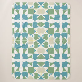 Couverture Sherpa Motif géométrique Abstrait en vert et bleu