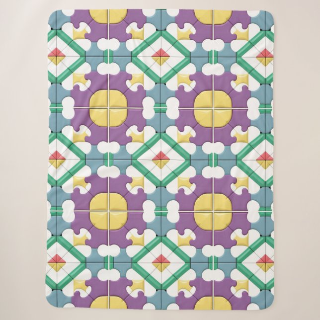 Couverture Sherpa Motif Géométrique Aux Couleurs Vives (Devant)