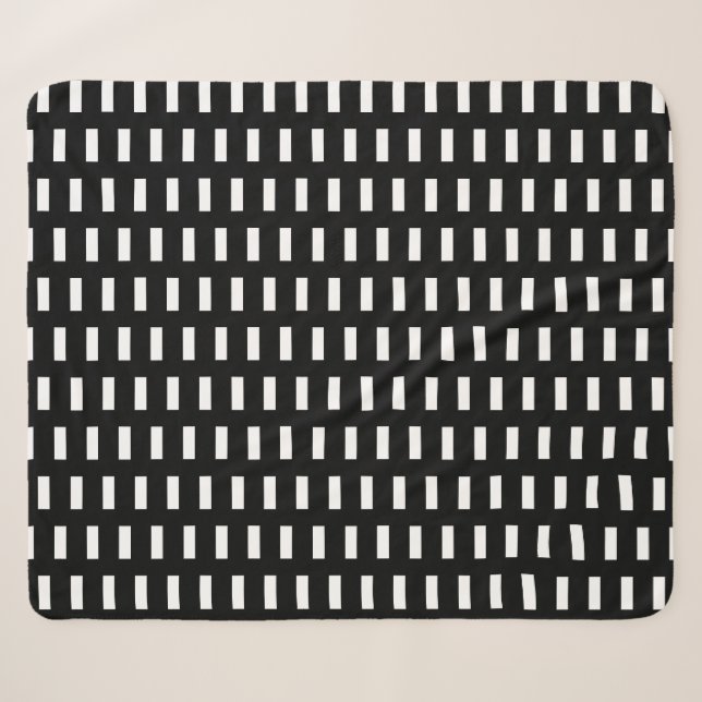 Couverture Sherpa  Motif géométrique blanc et noir préppy (Devant (Horizontal))
