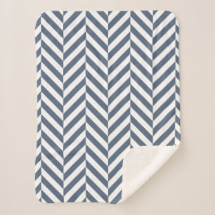 Couverture Sherpa Motif géométrique bleu foncé et blanc