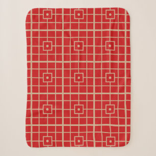 Couverture Sherpa Motif géométrique chinois traditionnel rouge et or