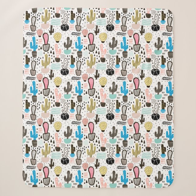Couverture Sherpa Motif géométrique de cactus moderne (Devant)