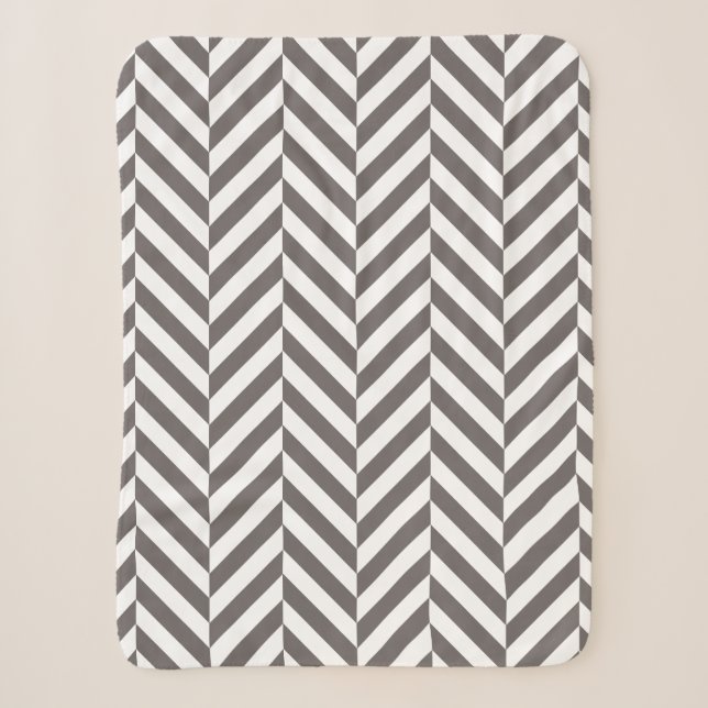 Couverture Sherpa Motif géométrique gris et blanc (Devant)