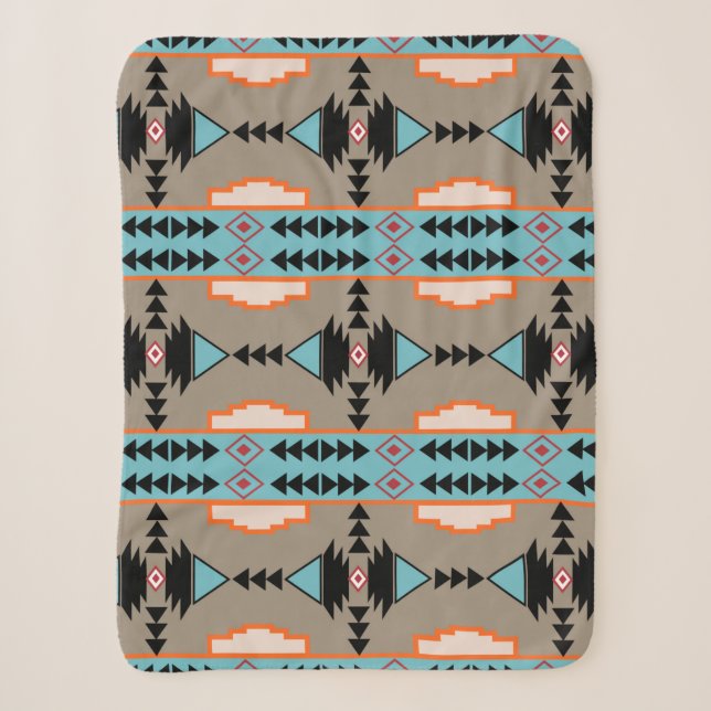 Couverture Sherpa Motif géométrique mexicain Aztec (Devant)