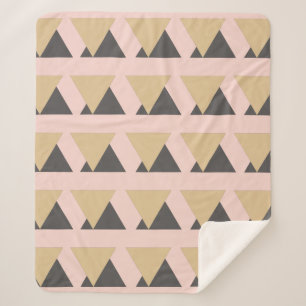 Couverture Sherpa Motif géométrique moderne rose et or