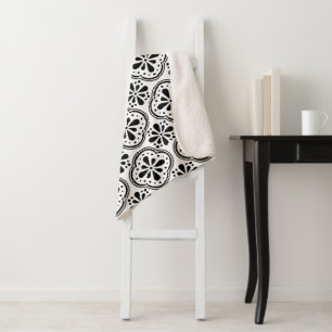 Couverture Sherpa Motif géométrique noir blanc
