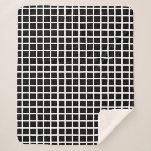 Couverture Sherpa Motif géométrique sans couture. Carré noir sur bla