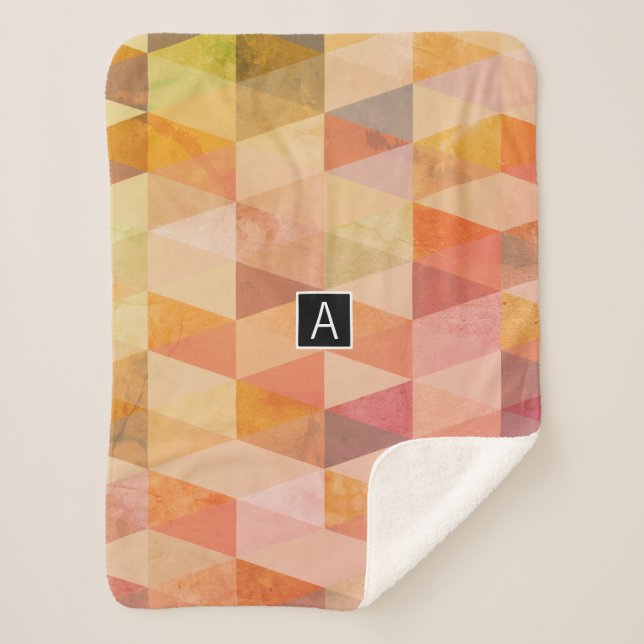 Couverture Sherpa Motif géométrique Triangle souple | Monogramme (Devant)