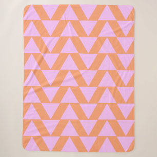 Couverture Sherpa Motif géométrique triangulaire moderne rose et ora