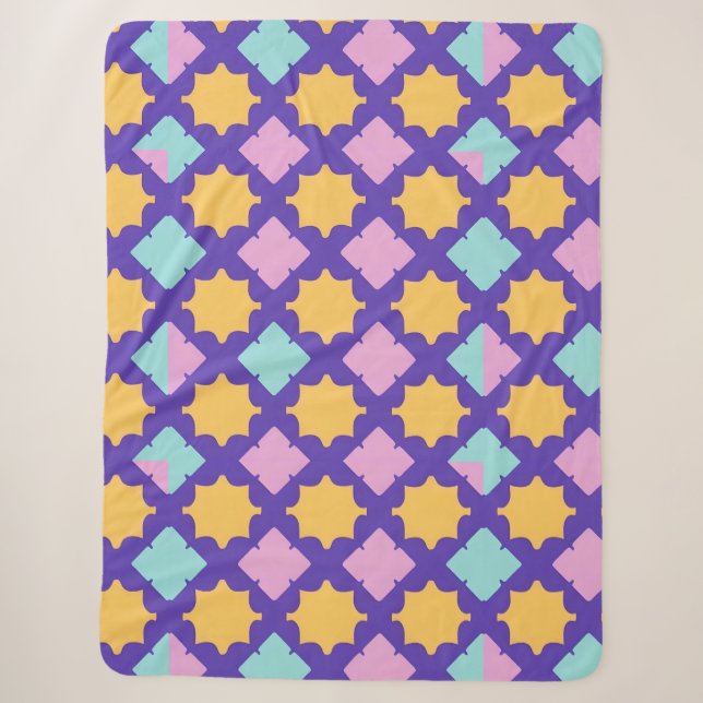 Couverture Sherpa Motif géométrique vibrant aux couleurs vives (Devant)