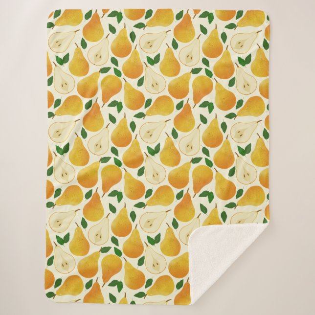 Couverture Sherpa Motif Golden Pears (Devant)