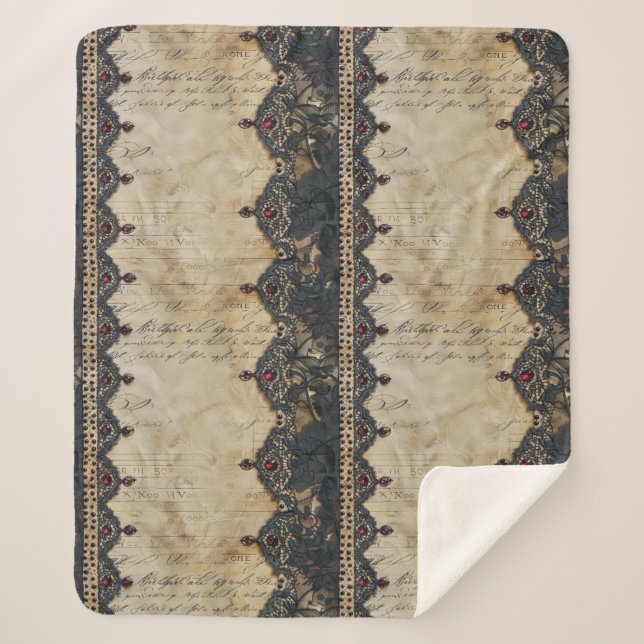 Couverture Sherpa Motif gothique en dentelle rubis victorien (4) (Devant)