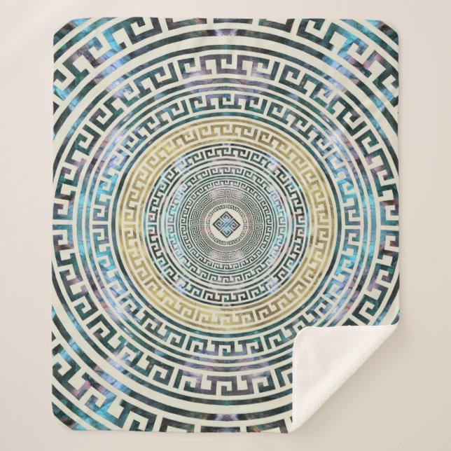 Couverture Sherpa Motif grec circulaire de méandre - clé grecque (Devant)