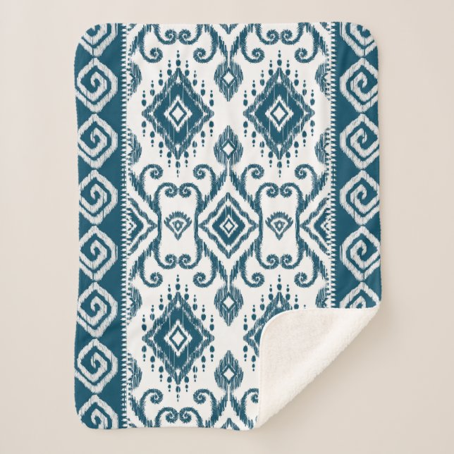 Couverture Sherpa Motif Ikat Paisley (Devant)