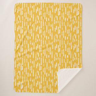 Couverture Sherpa Motif Lignes arrondies Blanc/moutarde Jaune