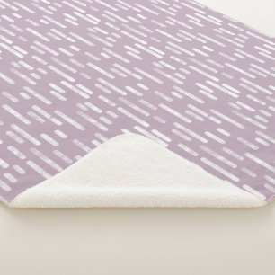 Couverture Sherpa Motif Lignes arrondies   Blanc sur Mauve