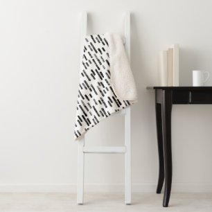 Couverture Sherpa Motif Lignes arrondies Noir en blanc