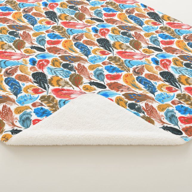 Couverture Sherpa Motif lumineux avec plumes d'oiseaux (3/4)