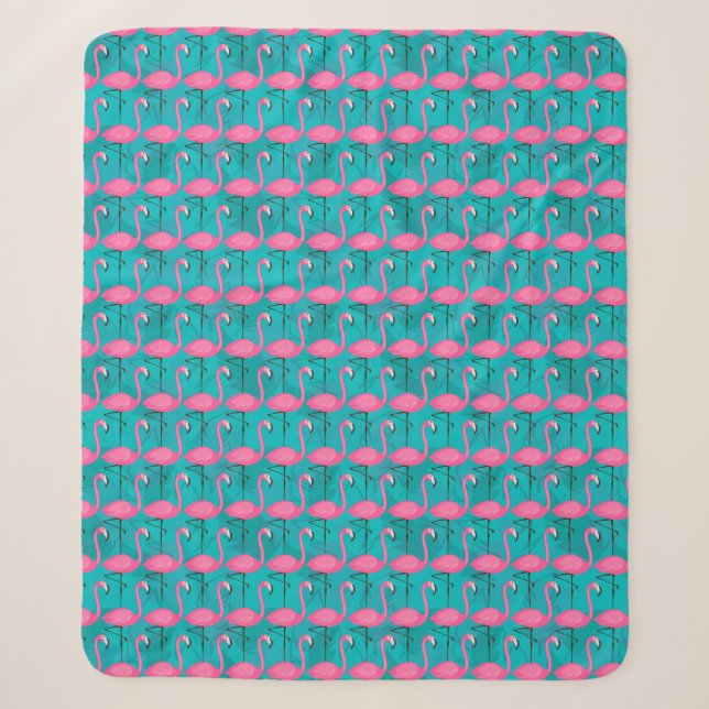 Couverture Sherpa Motif lumineux de Flamant rose (Devant)